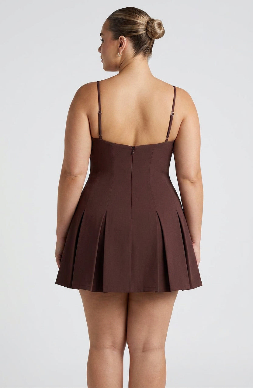 Romy Mini Dress - Plum Brown