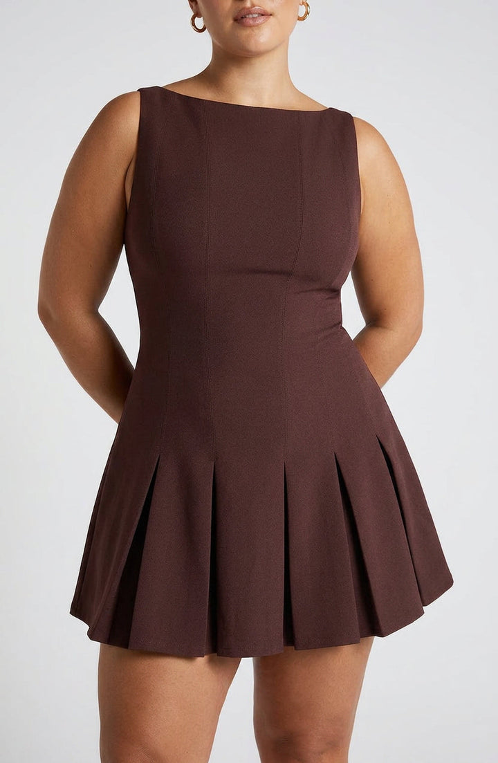 Romy Mini Dress - Plum Brown