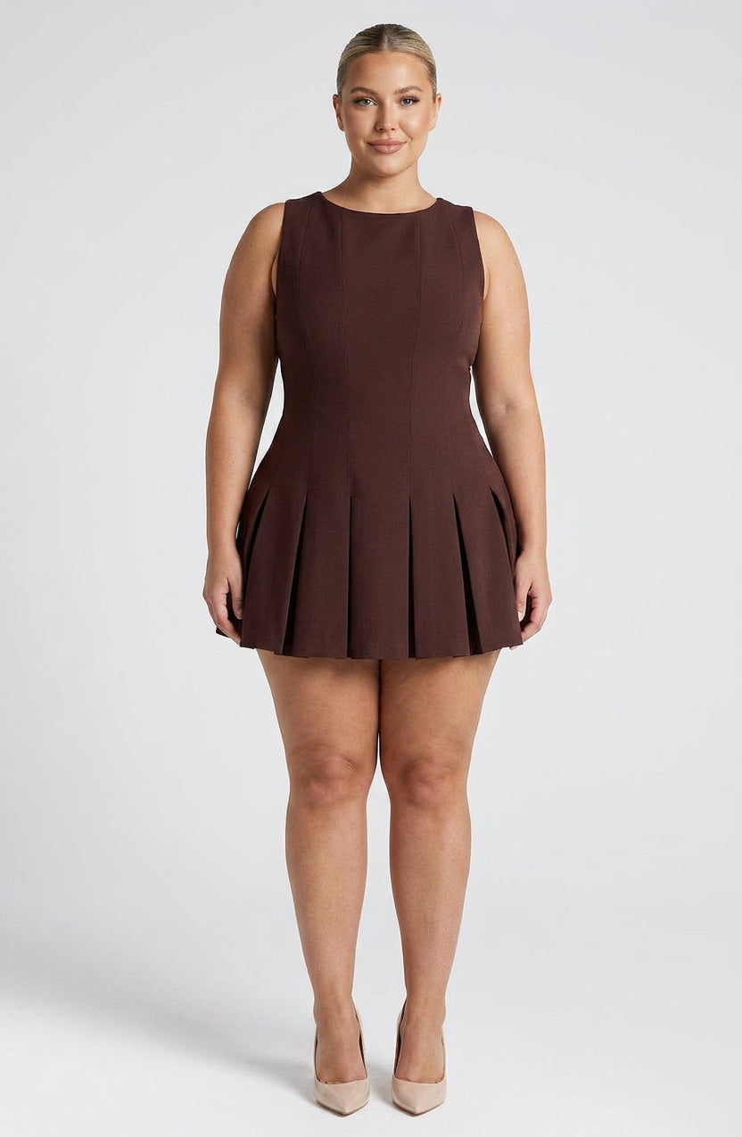 Romy Mini Dress - Plum Brown