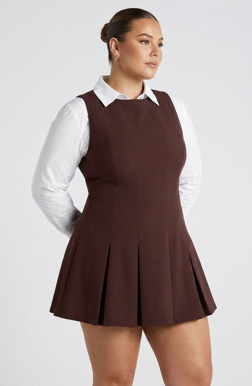 Romy Mini Dress - Plum Brown