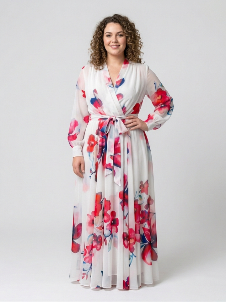 Layla | Floral Long Sleeve Wrap Maxi Dress