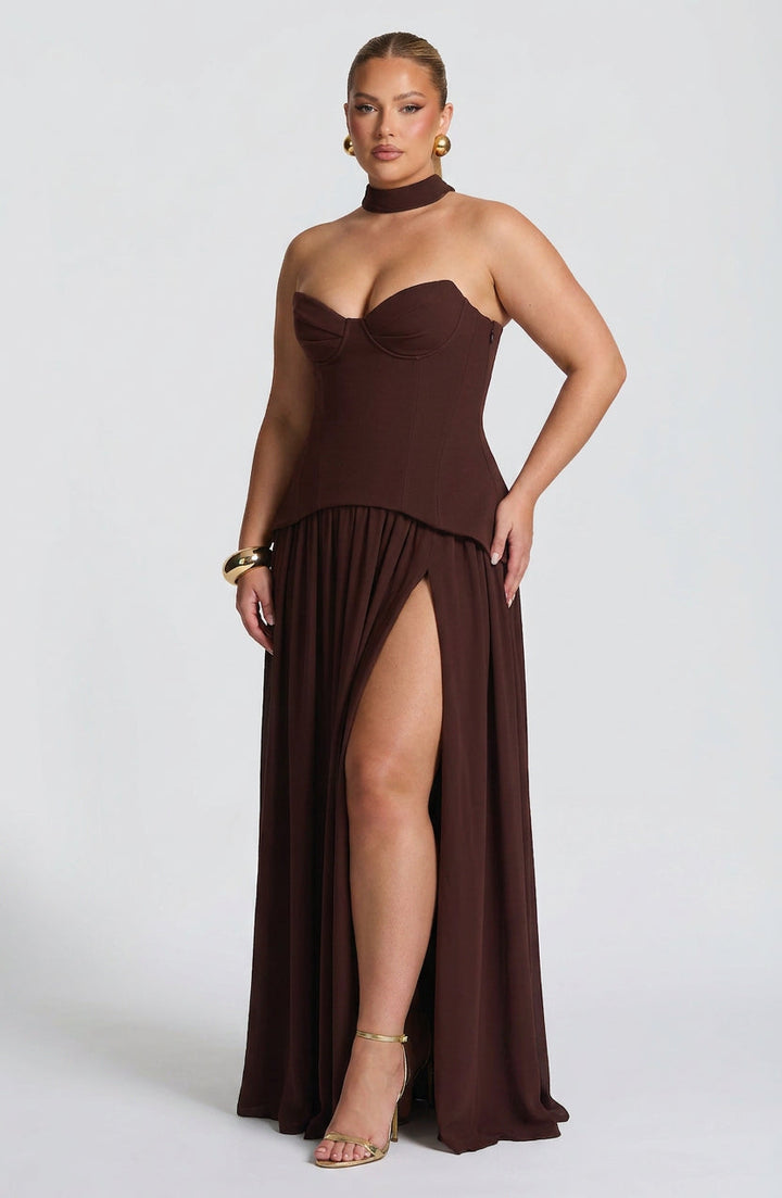 Opaline Maxi Dress - Plum Brown