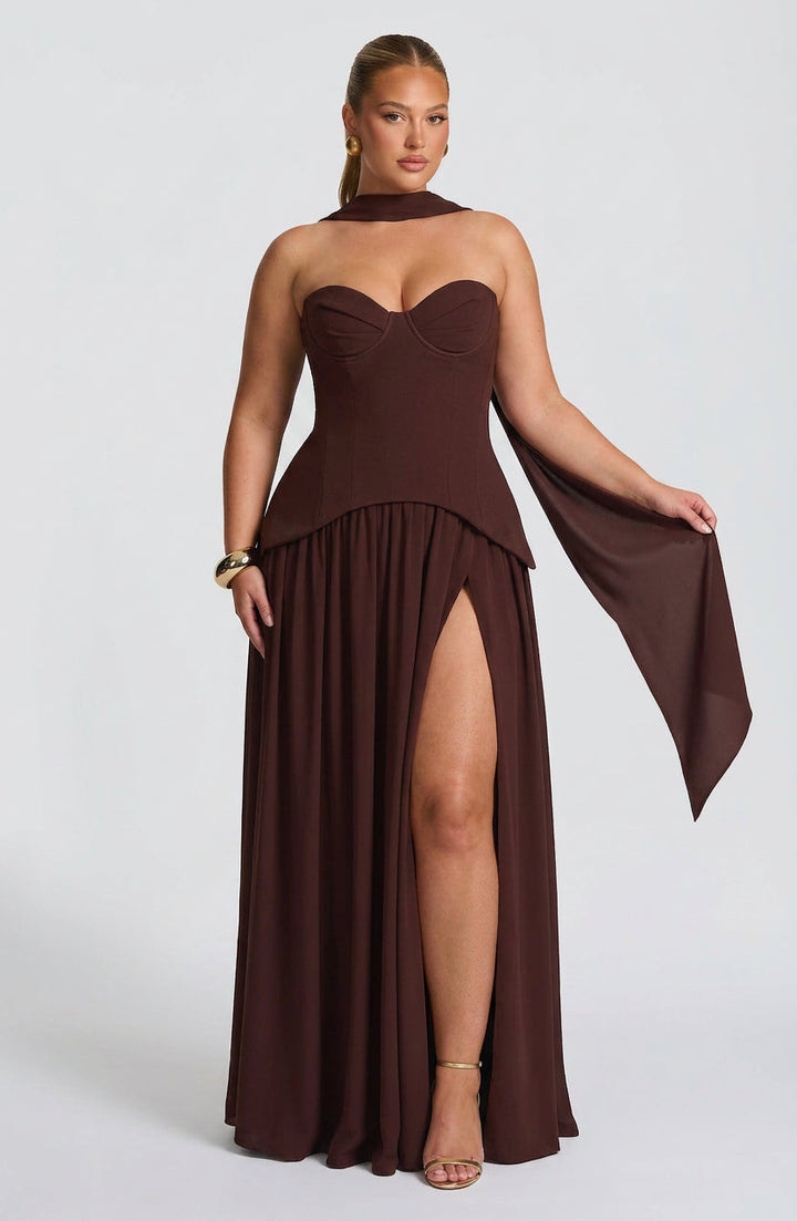 Opaline Maxi Dress - Plum Brown