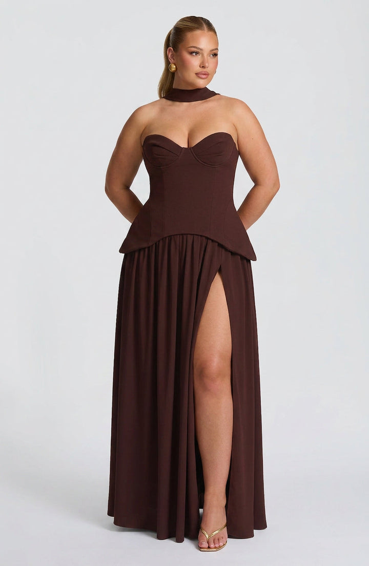Opaline Maxi Dress - Plum Brown