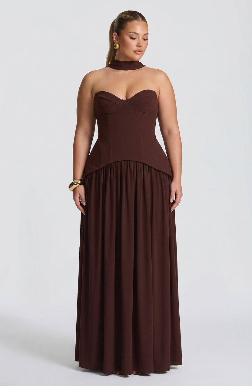 Opaline Maxi Dress - Plum Brown