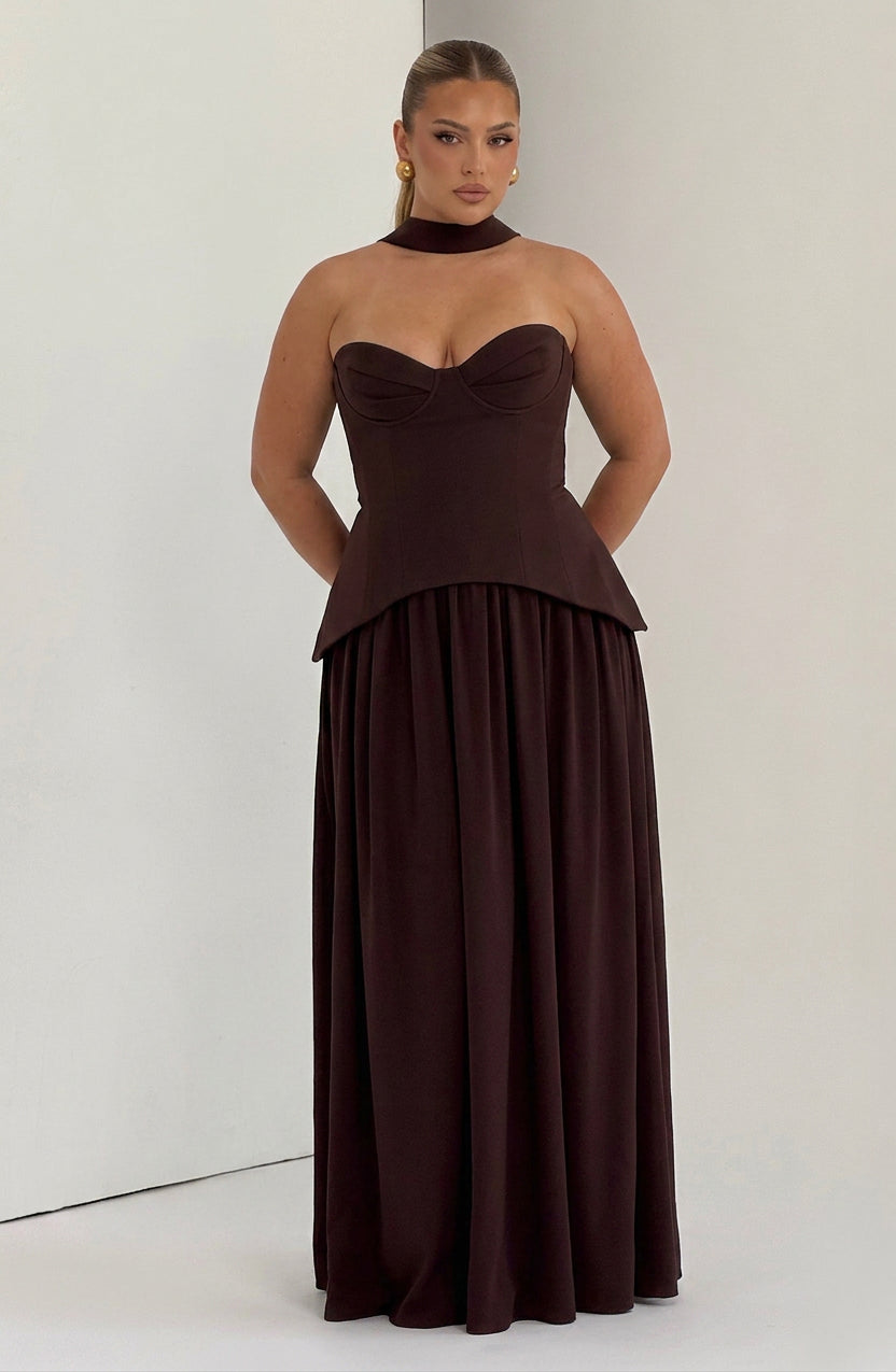 Opaline Maxi Dress - Plum Brown