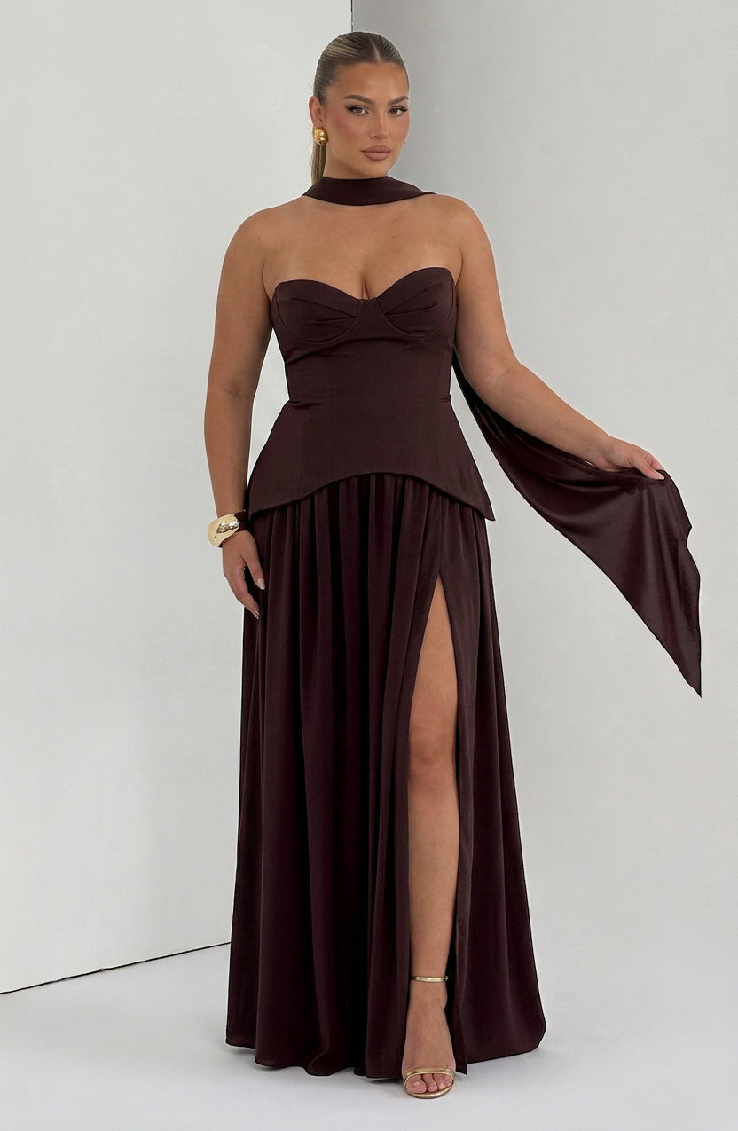 Opaline Maxi Dress - Plum Brown