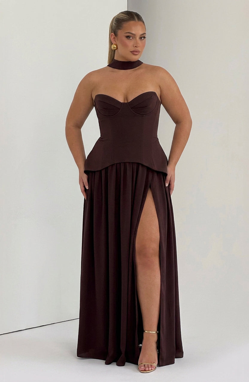 Opaline Maxi Dress - Plum Brown