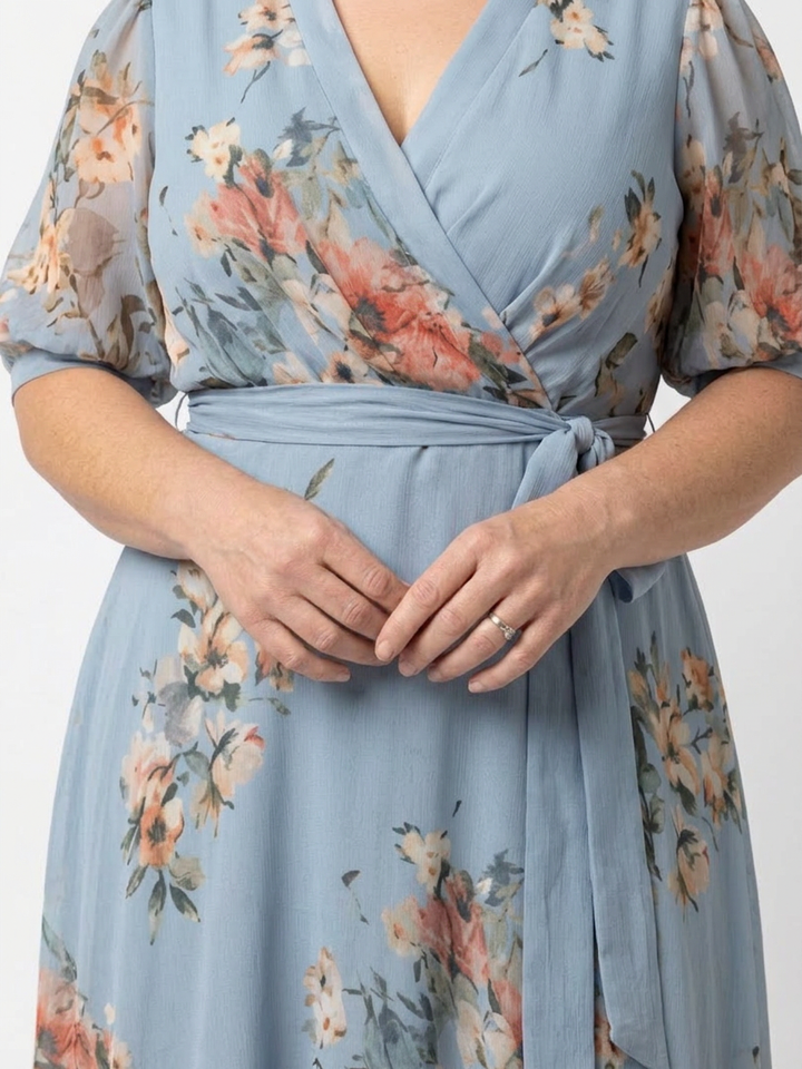 Hedda | Floral Wrap V Neck Maxi Dress