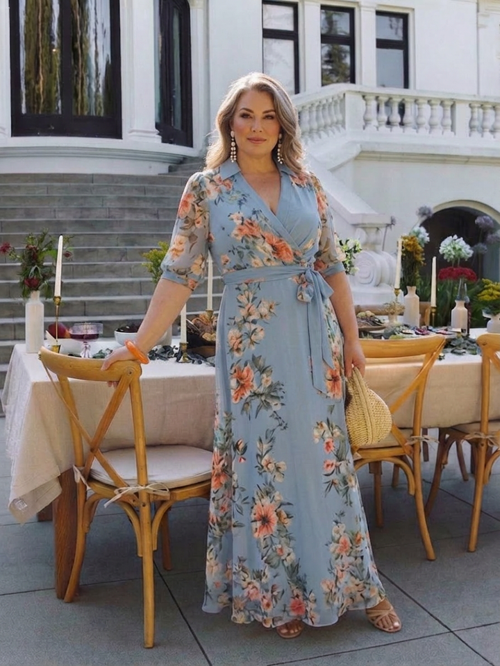 Hedda | Floral Wrap V Neck Maxi Dress