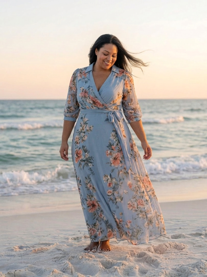 Hedda | Floral Wrap V Neck Maxi Dress
