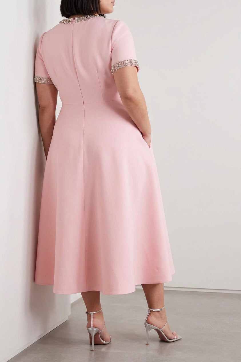 Rhea Bow with Crystal Embellished Midi Dress